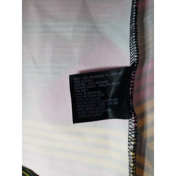 Worthington Womens M Peplum Blouse Geometric Office Faux Leather Edgy Pink NWT - Picture 6 of 6